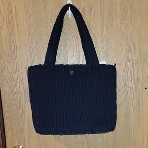 Elegant Black Quilted Tote Bag